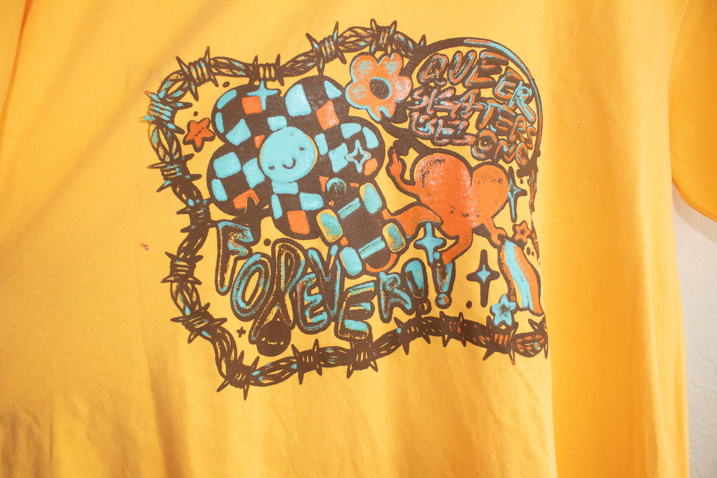Yellow Queer Skaters Belong T-shirt - M